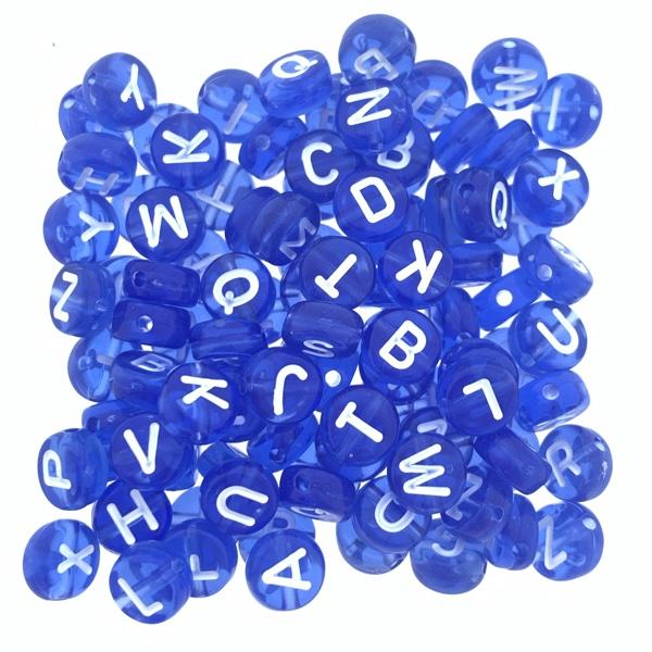 Acryl letterkralen donkerblauw 7mm - 100 stuks-Kraaltjes van Renate