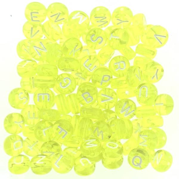 Acryl letterkralen geel 7mm - 100 stuks-Kraaltjes van Renate
