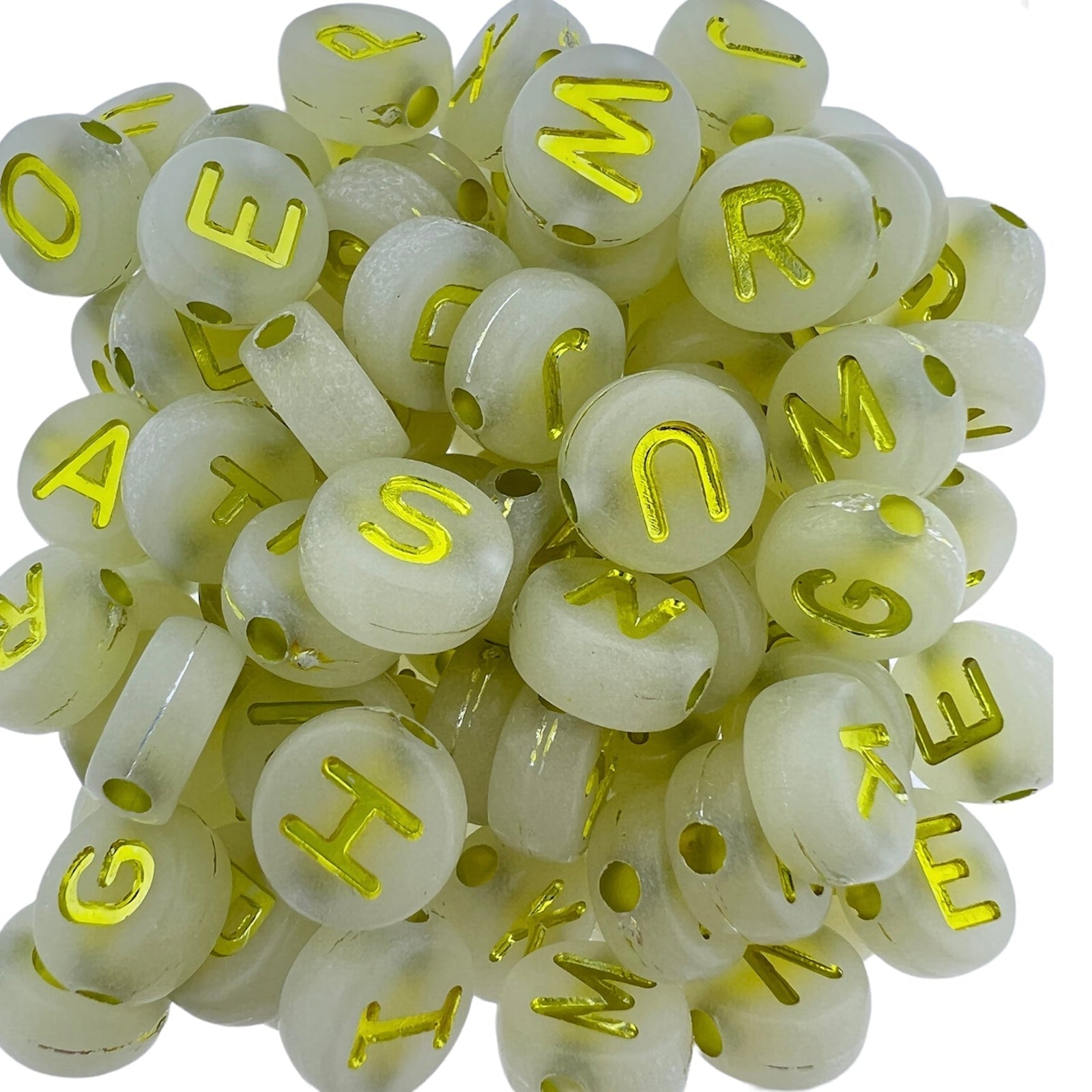 Acryl letterkralen glow in the dark 12mm - 50 stuks-Kralen-Kraaltjes van Renate