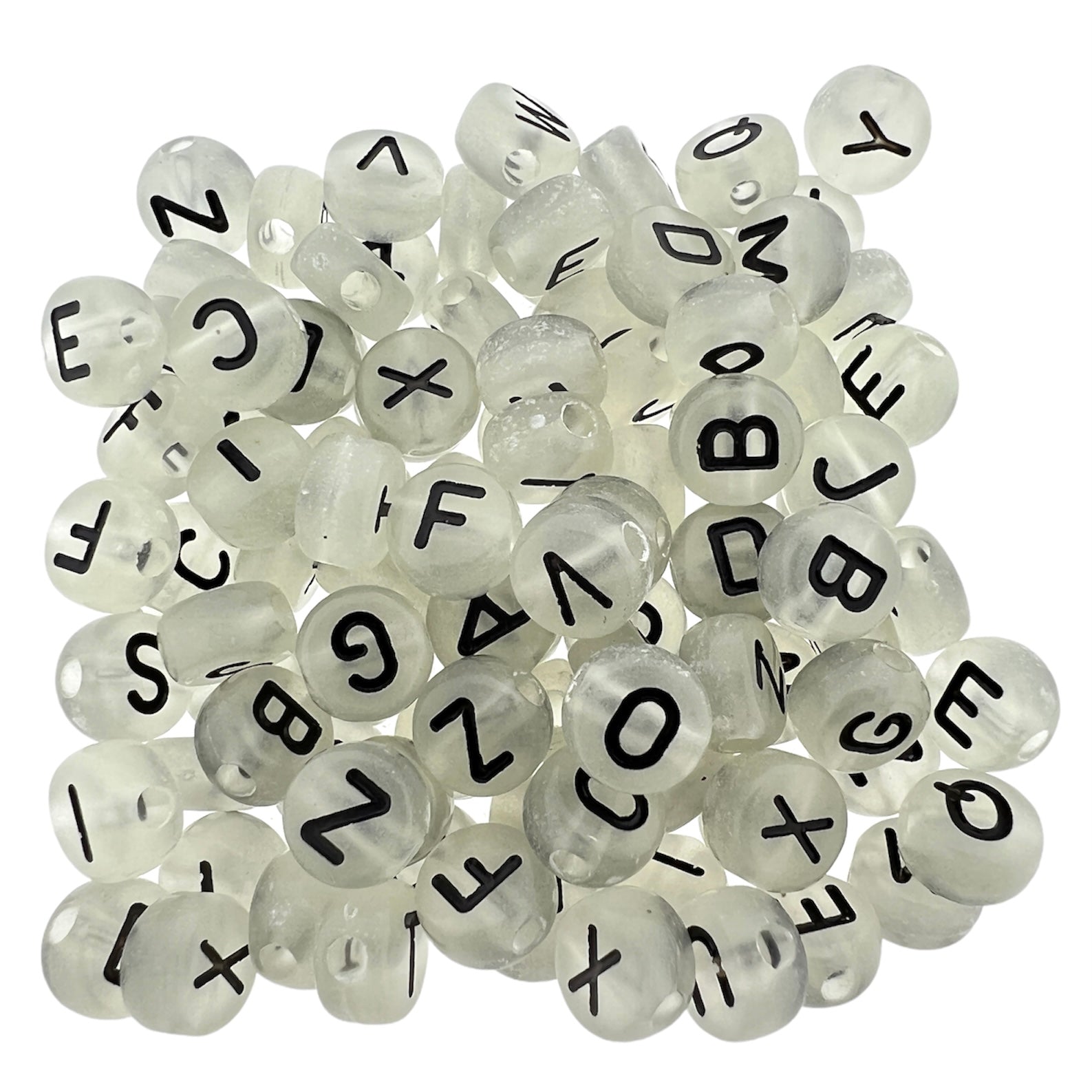 Acryl letterkralen glow in the dark 7mm - 100 stuks-Kralen-Kraaltjes van Renate