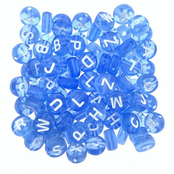 Acryl letterkralen lichtblauw 7mm - 100 stuks-Kraaltjes van Renate
