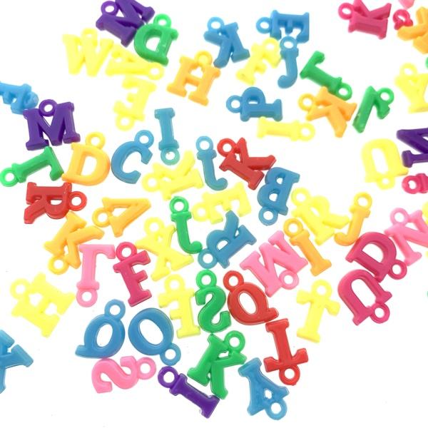 Acryl letterkralen multicolor 14mm - 50 stuks-Kraaltjes van Renate