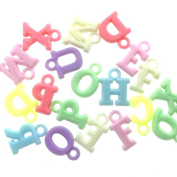 Acryl letterkralen multicolor pastel 14mm - 50 stuks-Kraaltjes van Renate
