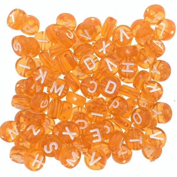 Acryl letterkralen oranje 7mm - 100 stuks-Kraaltjes van Renate