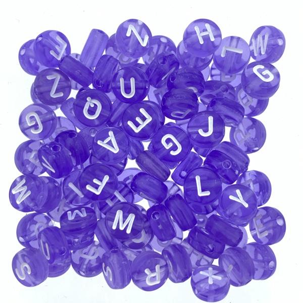 Acryl letterkralen paars 7mm - 100 stuks-Kraaltjes van Renate
