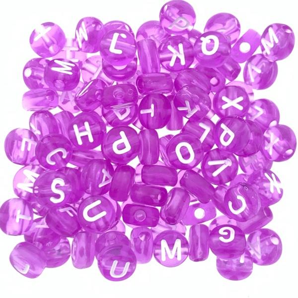 Acryl letterkralen pink 7mm - 100 stuks-Kraaltjes van Renate