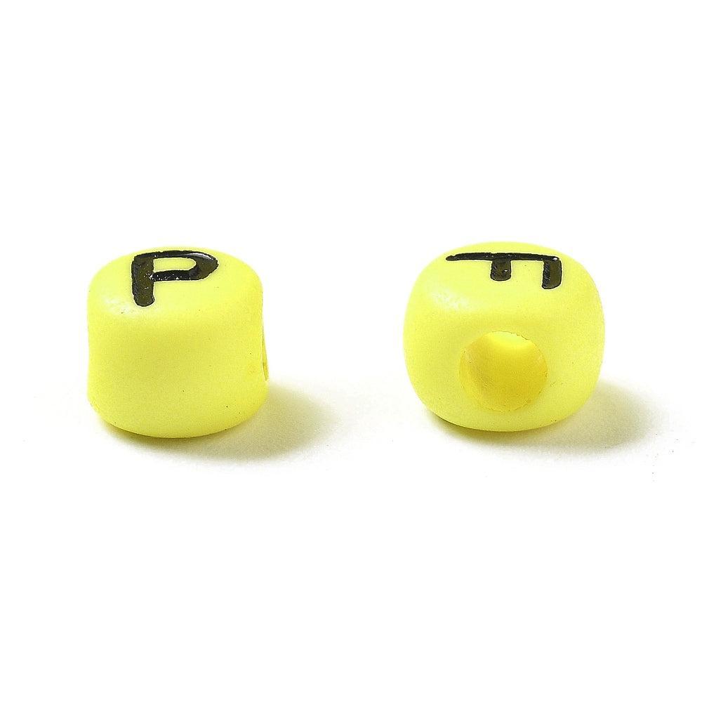Acryl letterkralen rond geel 7mm - 100 stuks-Kralen-Kraaltjes van Renate
