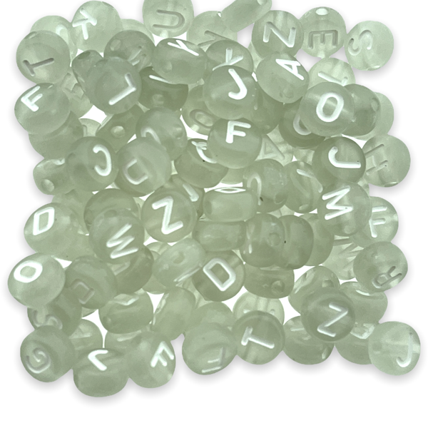 Acryl letterkralen rond glow in the dark 7mm - 100 stuks-Kralen-Kraaltjes van Renate