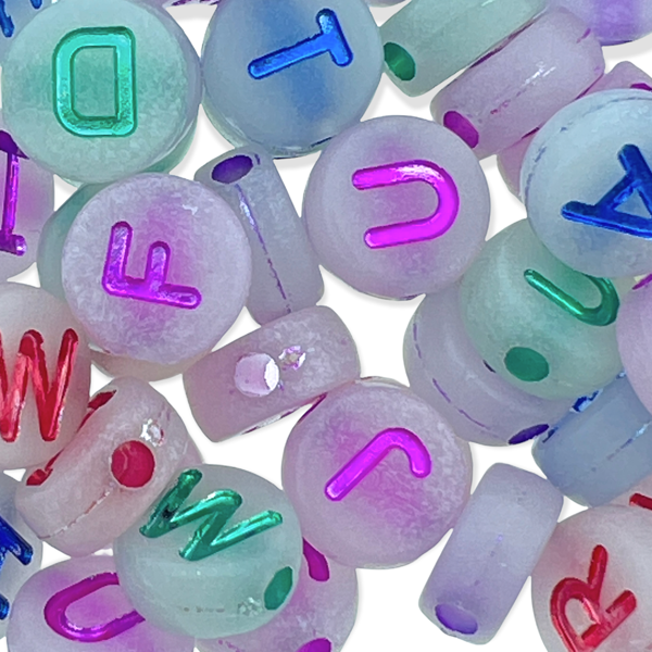 Acryl letterkralen rond glow in the dark-multicolor 10mm - 50stuks-Kralen-Kraaltjes van Renate