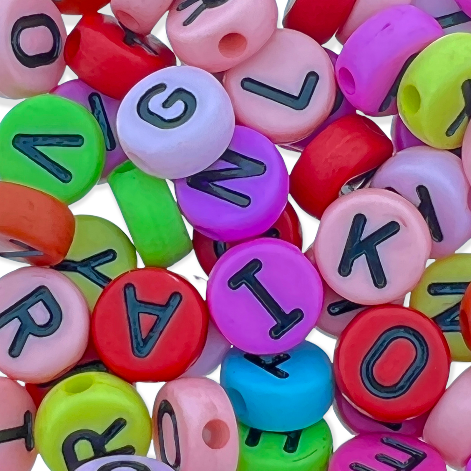 Acryl letterkralen rond multicolor -zwart 10mm - 50stuks-Kralen-Kraaltjes van Renate