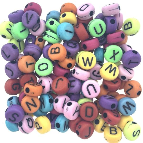 Acryl letterkralen rond multicolour-zwart 7mm - 100 stuks-Kraaltjes van Renate