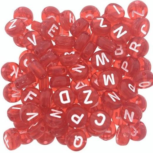 Acryl letterkralen rond rood 7mm - 100 stuks-Kraaltjes van Renate