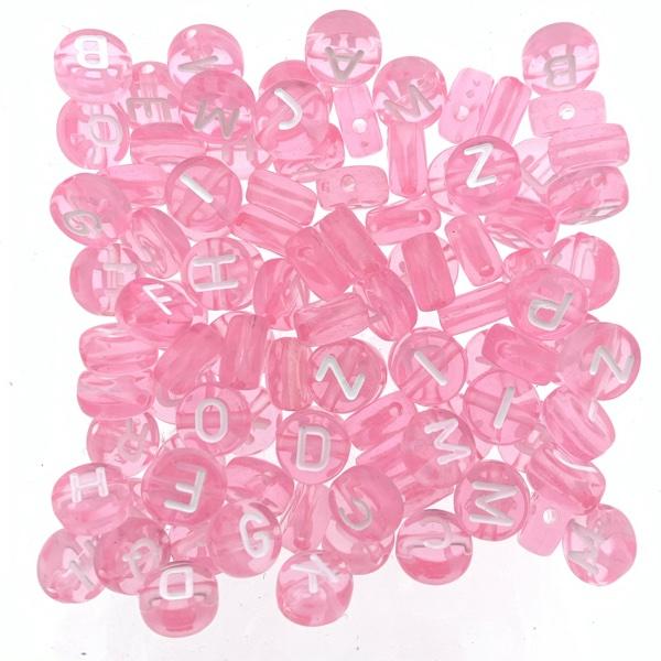 Acryl letterkralen roze 7mm - 100 stuks-Kraaltjes van Renate