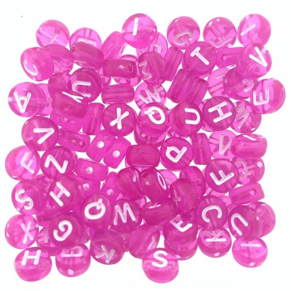 Acryl letterkralen roze 7mm - 100 stuks-Kraaltjes van Renate