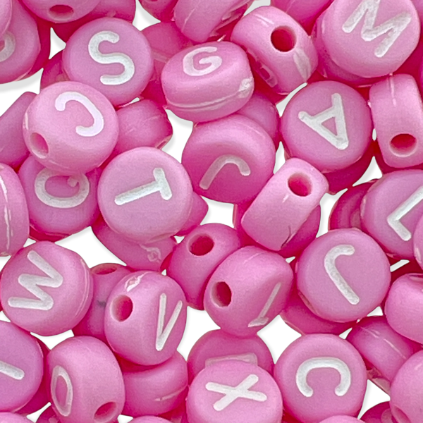 Acryl letterkralen roze-wit 7mm - 100 stuks-Kralen-Kraaltjes van Renate
