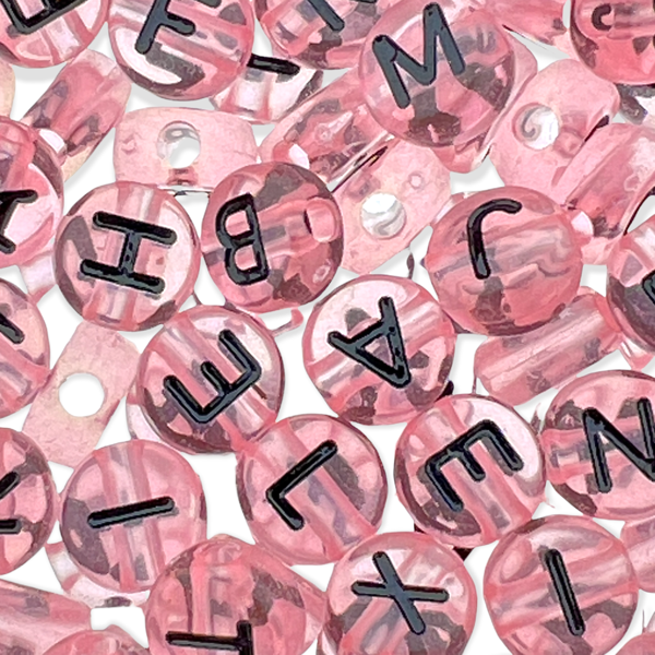Acryl letterkralen transparant roze-zwart 7mm - 100 stuks-Kralen-Kraaltjes van Renate
