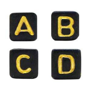 Acryl letterkralen vierkant A-Z Zwart goud 5x5mm - 26 stuks-Kraaltjes van Renate