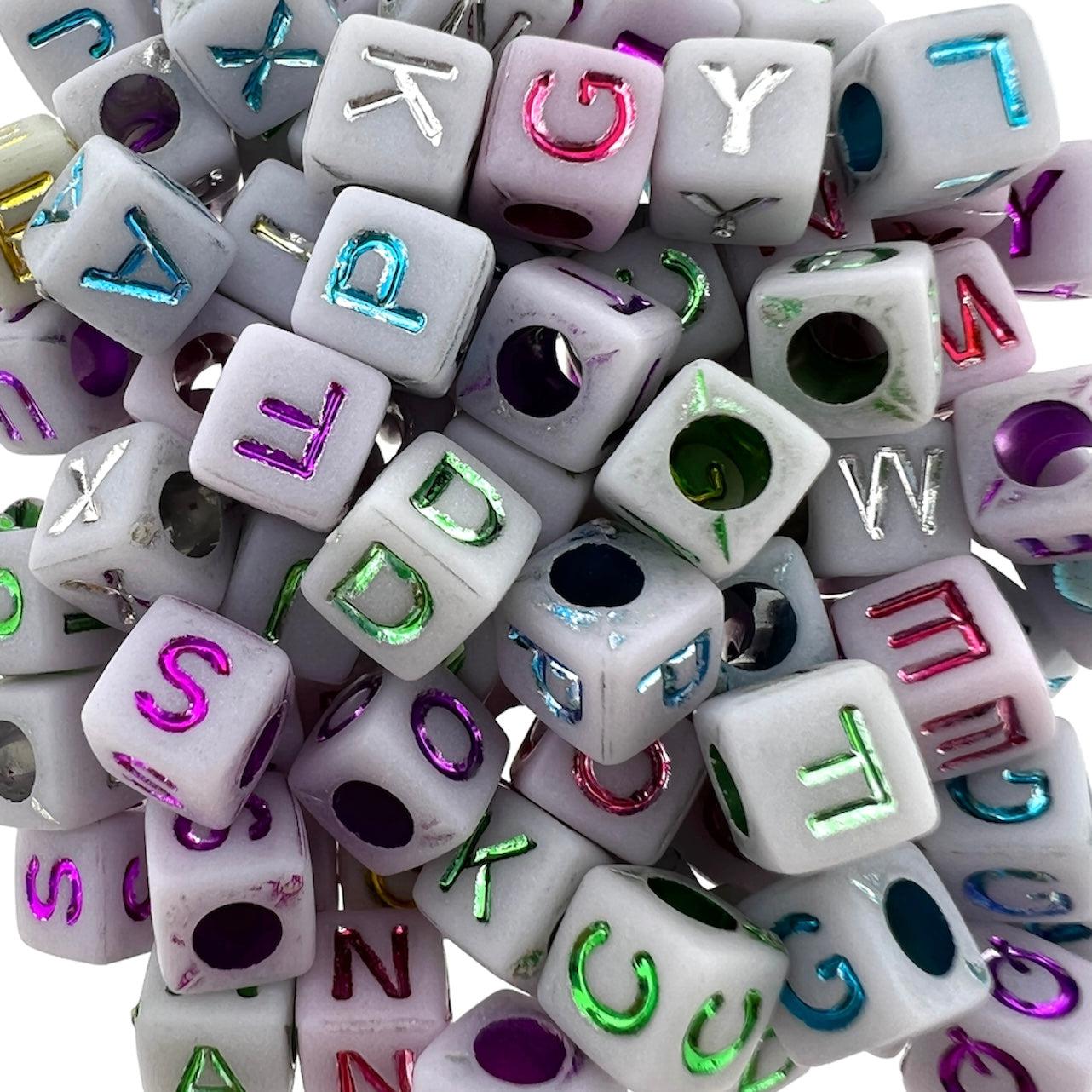 Acryl letterkralen vierkant mettalic 6mm - 100 stuks-Kralen-Kraaltjes van Renate