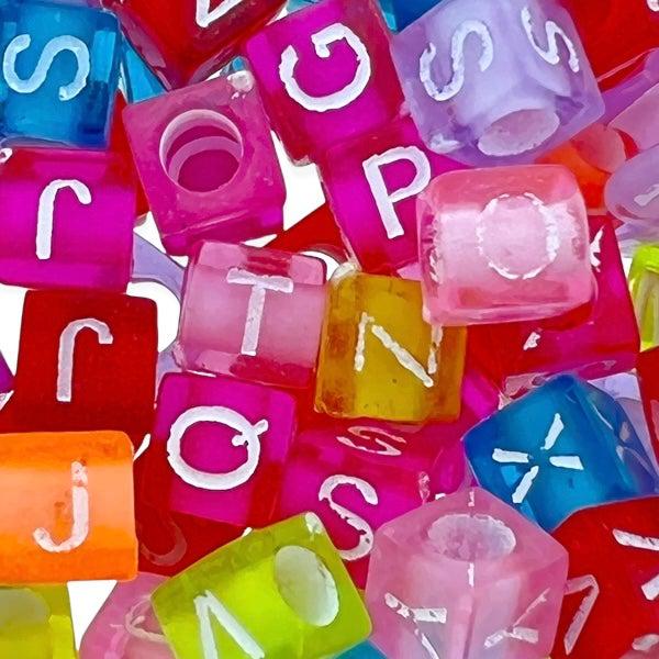Acryl letterkralen vierkant wit -multicolor 7mm - 100stuks-Kralen-Kraaltjes van Renate