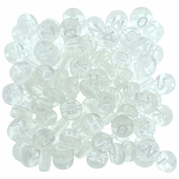 Acryl letterkralen wit 7mm - 100 stuks-Kraaltjes van Renate