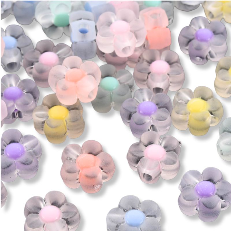 Acryl mat flower mix 12,5mm - 18 stuks-Kralen-Kraaltjes van Renate