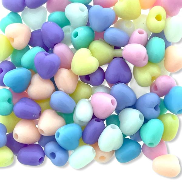 Acryl mini hartjes multicolour pastel 7mm - 60 stuks-Kraaltjes van Renate