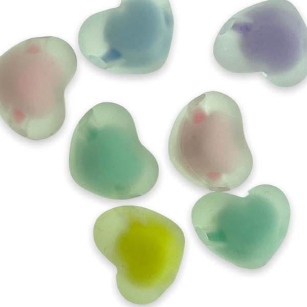 Acryl mix bead in bead hartjes tussenzetsel 12.5mm-7 stuks-Kralen-Kraaltjes van Renate