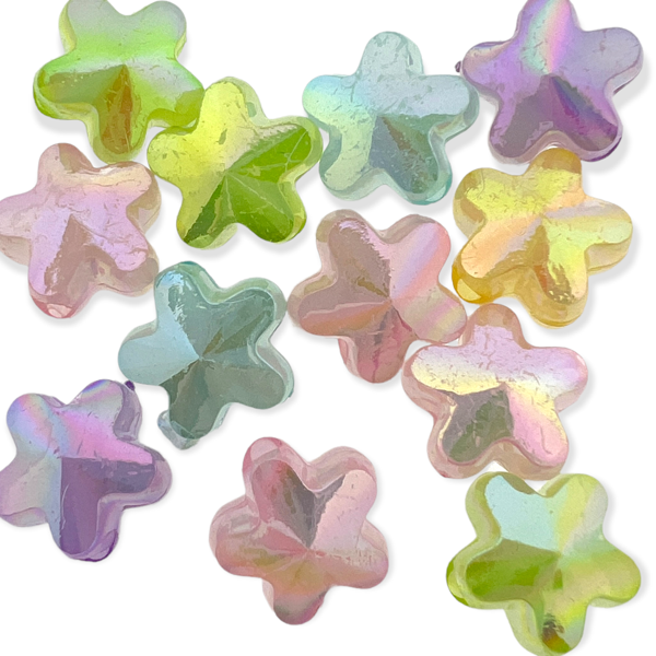 Acryl mix bloemen AB glans 11x12x7.5mm- 12 stuks-Kralen-Kraaltjes van Renate