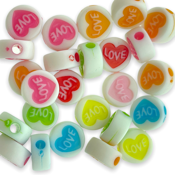 Acryl mix ''love'' ±10mm- 25 stuks-Kralen-Kraaltjes van Renate