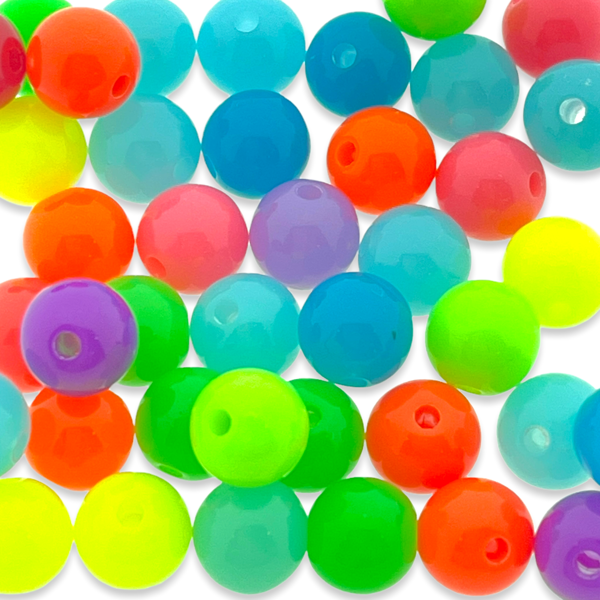 Acryl mix neon multicolor 8mm- 40 stuks-Kralen-Kraaltjes van Renate