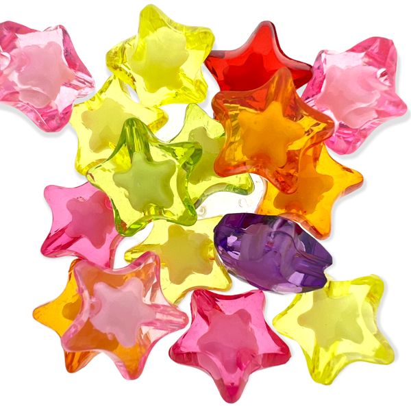 Acryl mix sterren 16x15x10mm- 15 stuks-Kralen-Kraaltjes van Renate