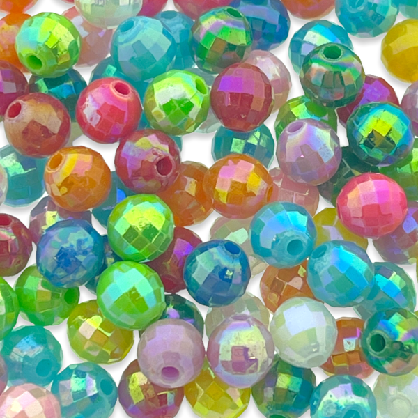 Acryl multicolor AB glans 6mm- 85 stuks-Kralen-Kraaltjes van Renate