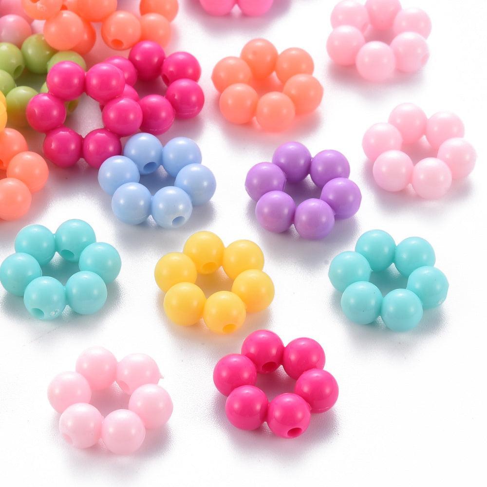 Acryl opaque bloemen mix 16.5x15.5mm Ø2mm - 25 stuks-Kralen-Kraaltjes van Renate