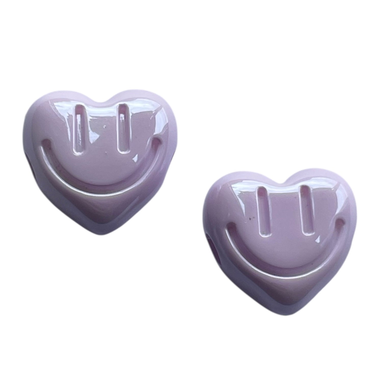 Acryl opaque hartje met smiley Lila Paars 17mm - Per stuk-Kralen-Kraaltjes van Renate