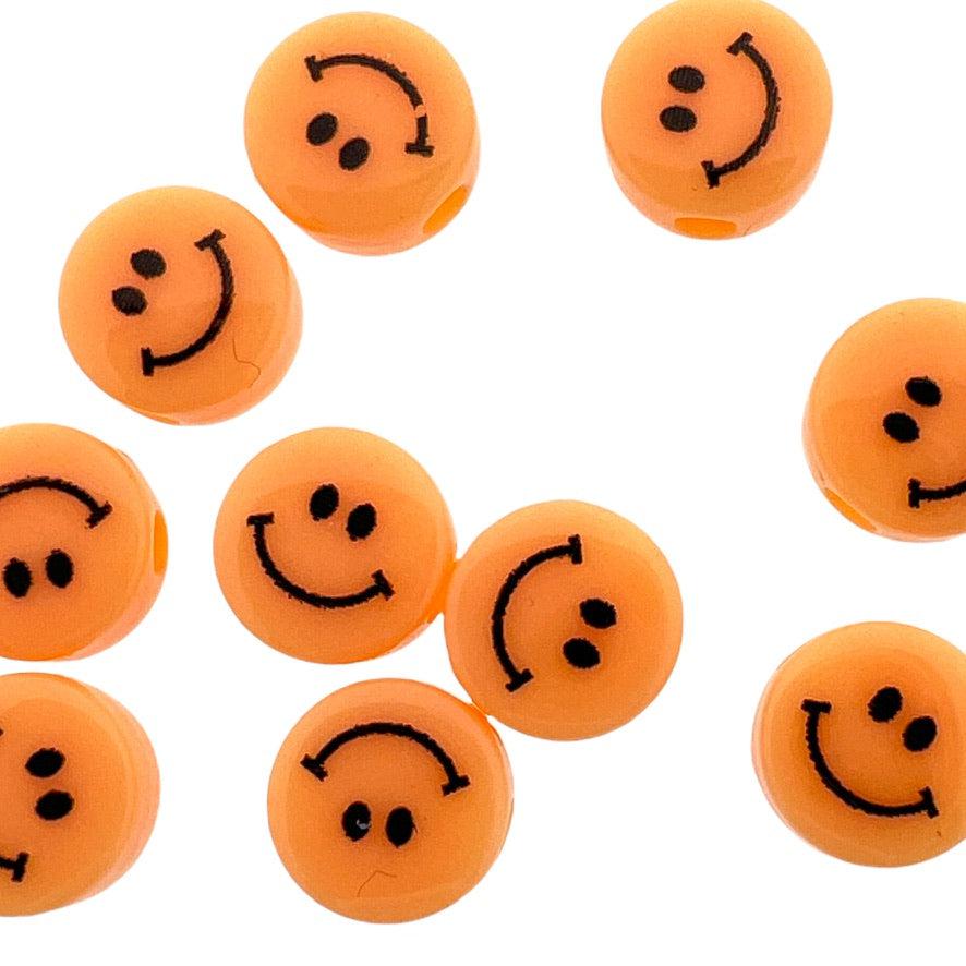 Acryl oranje smiley kralen 8mm - 10 stuks-Kralen-Kraaltjes van Renate