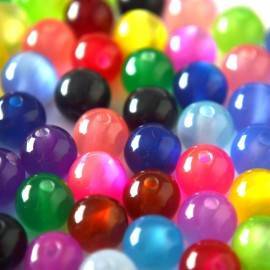 Acryl resin rond cat eye gemixt 8mm (±35st)-Kraaltjes van Renate