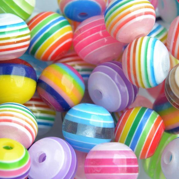 Acryl resin rond stripes 8mm - 38 stuks-Kraaltjes van Renate