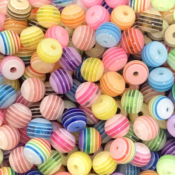 Acryl resin rond stripes 8mm - 30 stuks-Kraaltjes van Renate