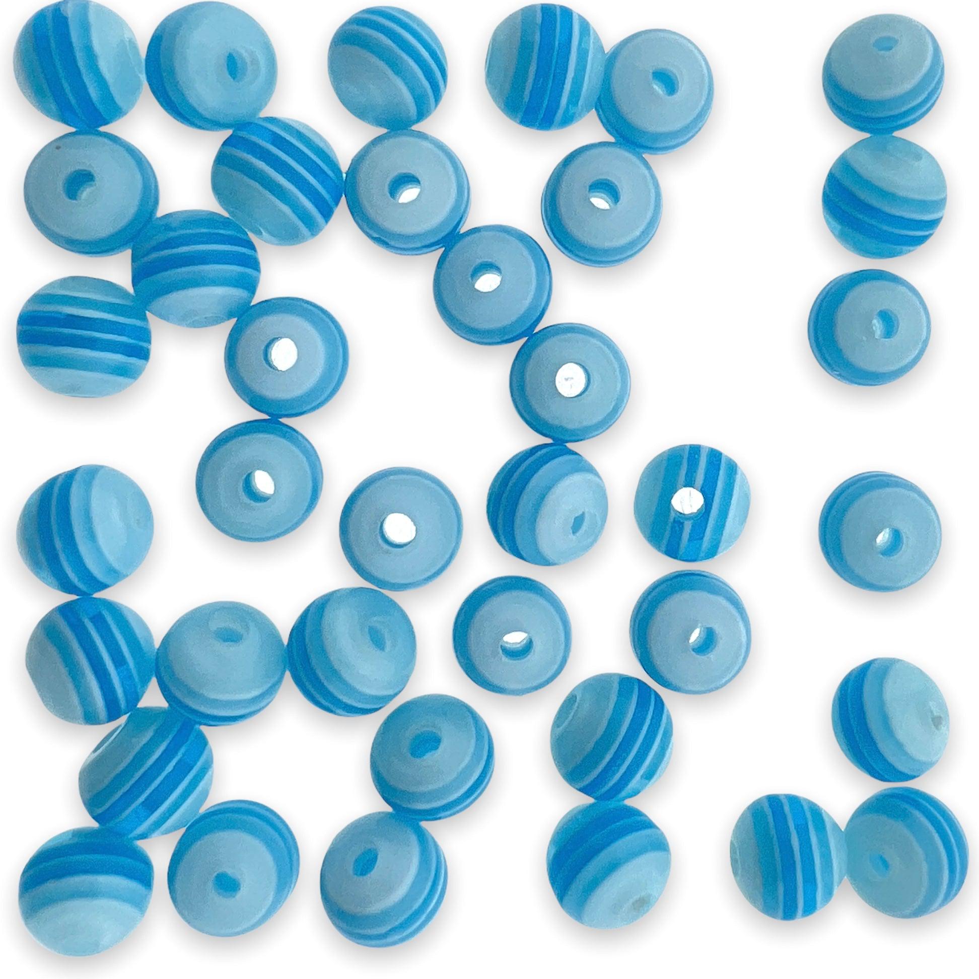 Acryl resin rond stripes blauw 6mm - 30 stuks-Kralen-Kraaltjes van Renate