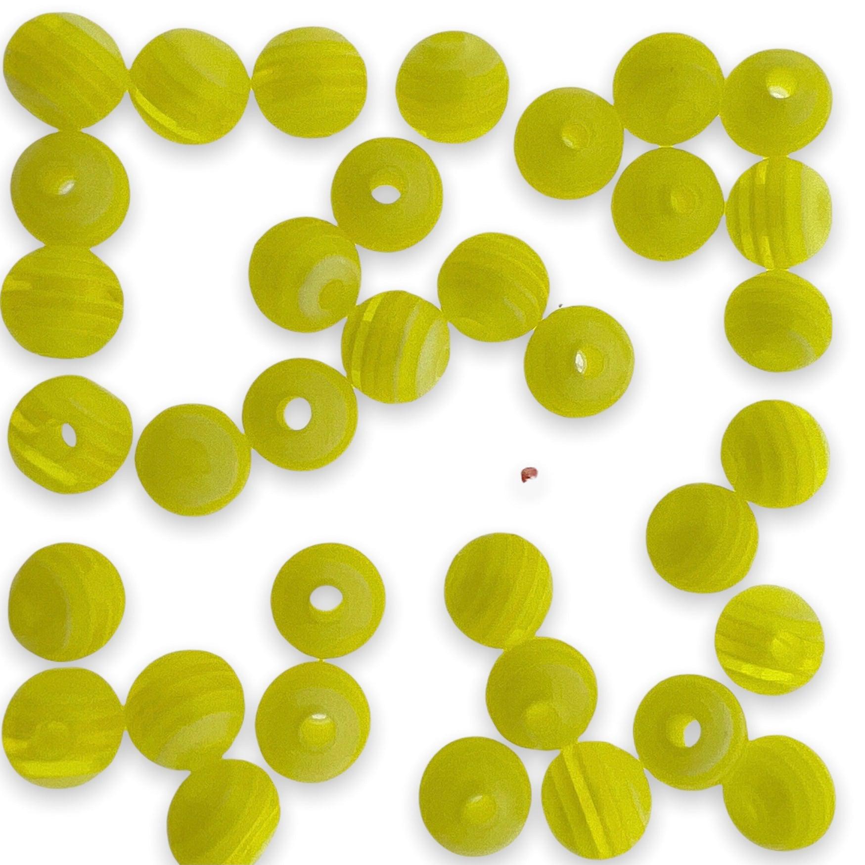 Acryl resin rond stripes geel 6mm - 30 stuks-Kralen-Kraaltjes van Renate