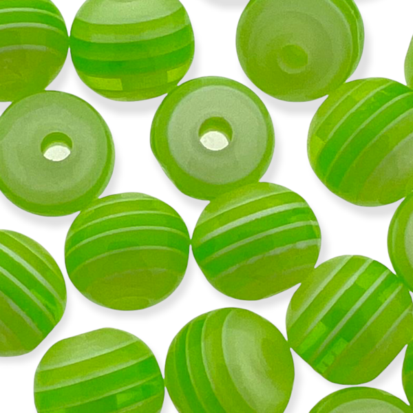Acryl resin rond stripes groen 8mm - 30 stuks-Kralen-Kraaltjes van Renate