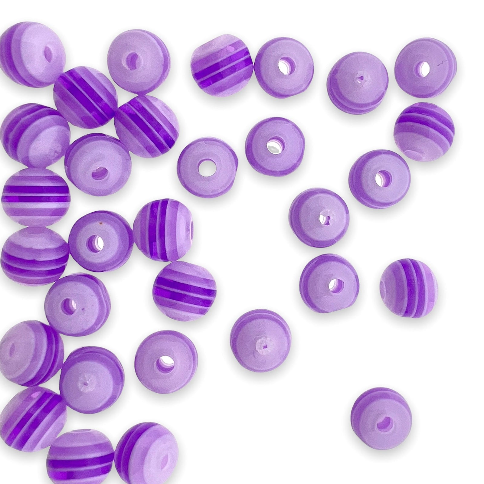 Acryl resin rond stripes paars 6mm - 30 stuks-Kralen-Kraaltjes van Renate