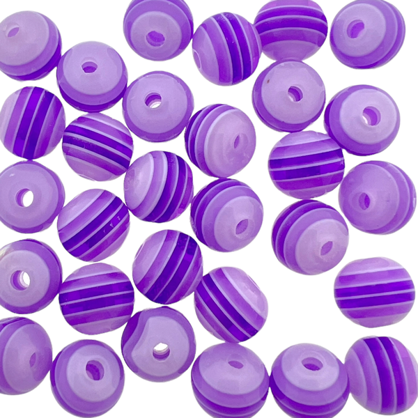 Acryl resin rond stripes paars 8mm - 30 stuks-Kralen-Kraaltjes van Renate