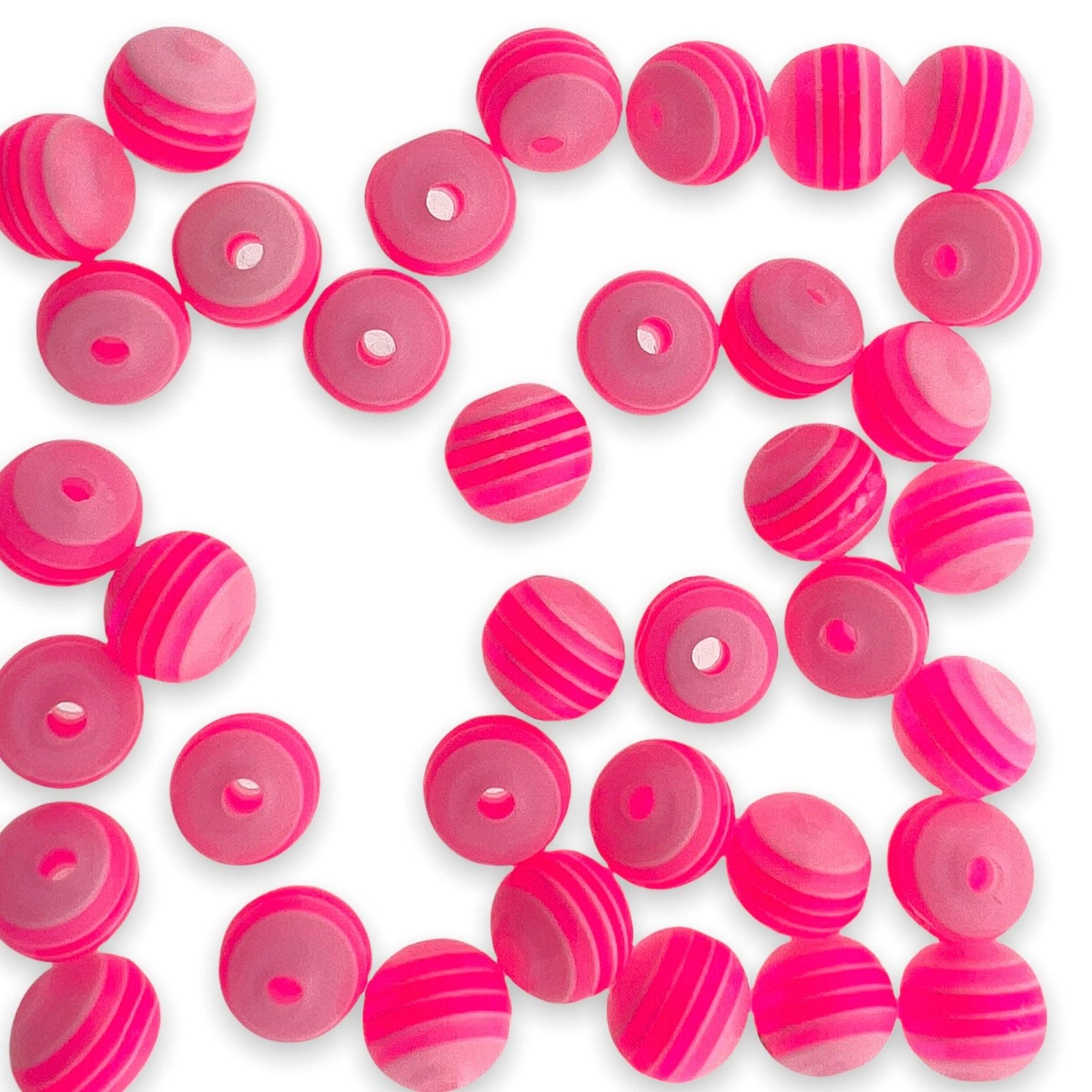 Acryl resin rond stripes roze 6mm - 30 stuks-Kralen-Kraaltjes van Renate