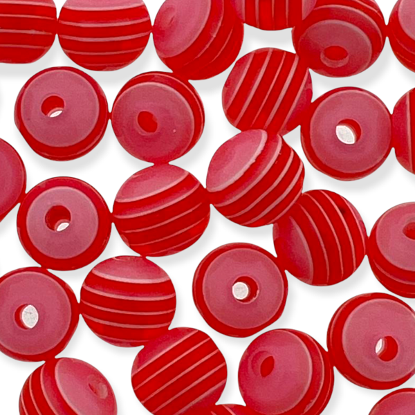 Acryl resin rond stripes roze 8mm - 30 stuks-Kralen-Kraaltjes van Renate