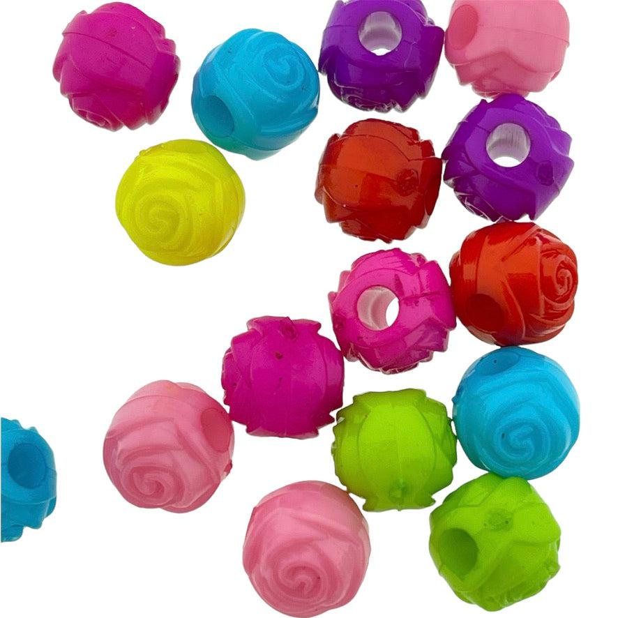 Acryl roos multicolor 8mm - ±15 stuks-Kralen-Kraaltjes van Renate
