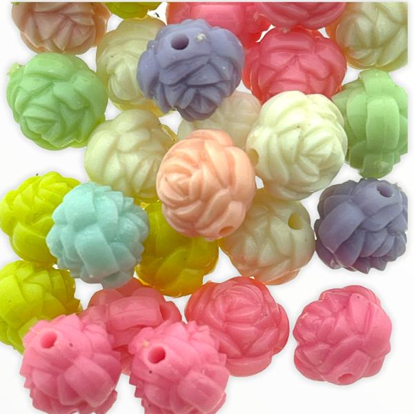 Acryl roosjes rond Multicolor 12mm - 25 stuks-Kraaltjes van Renate