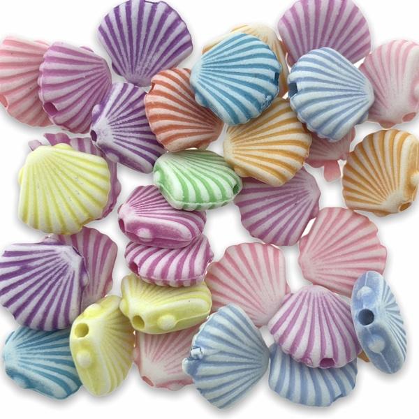 Acryl scallop shell multicolor 10x12mm - ±30 stuks-Kraaltjes van Renate