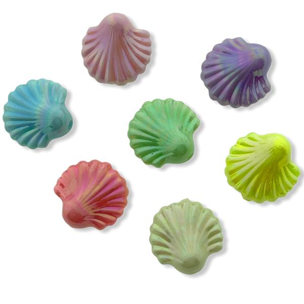 Acryl schelp pastel shiny AB mix 14mm - 30 stuks-Kraaltjes van Renate