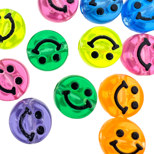 Acryl smiley kralen 10mm - 12 stuks-Kralen-Kraaltjes van Renate